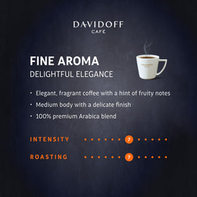 Davidoff Fine Aroma instant coffee cup steaming with inviting aroma.