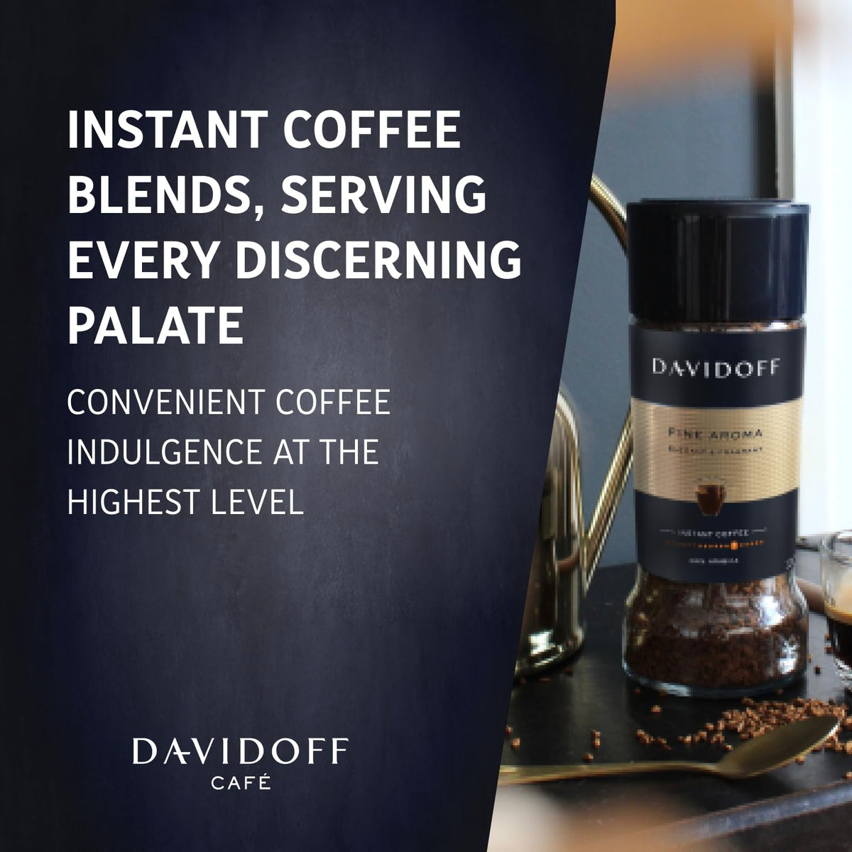 Davidoff Fine Aroma instant coffee granules close-up show fine texture.
