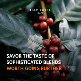 Davidoff Fine Aroma instant coffee sustainability badge signals responsible sourcing.