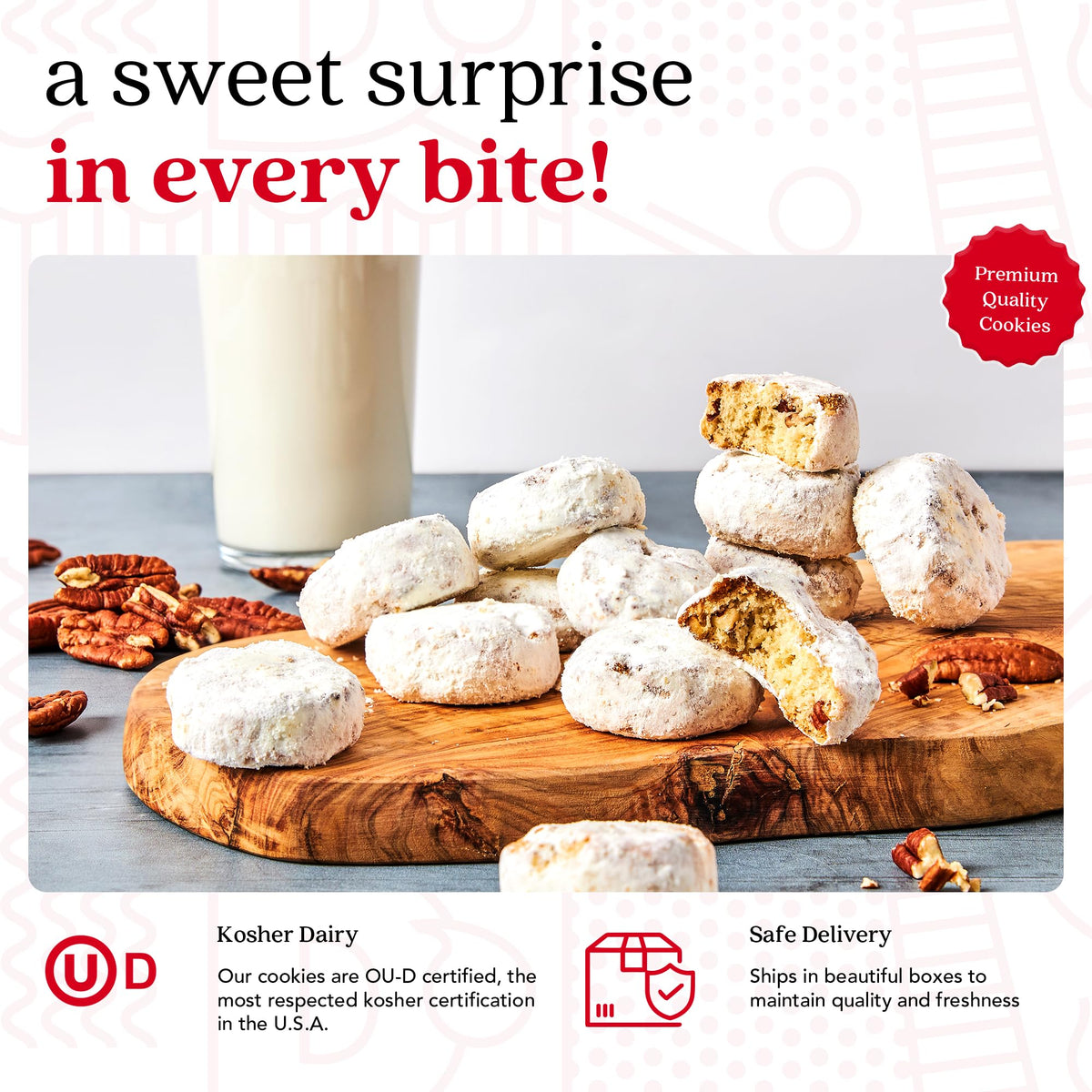 David's Cookies all-natural ingredients label signals clean, Kosher recipe.