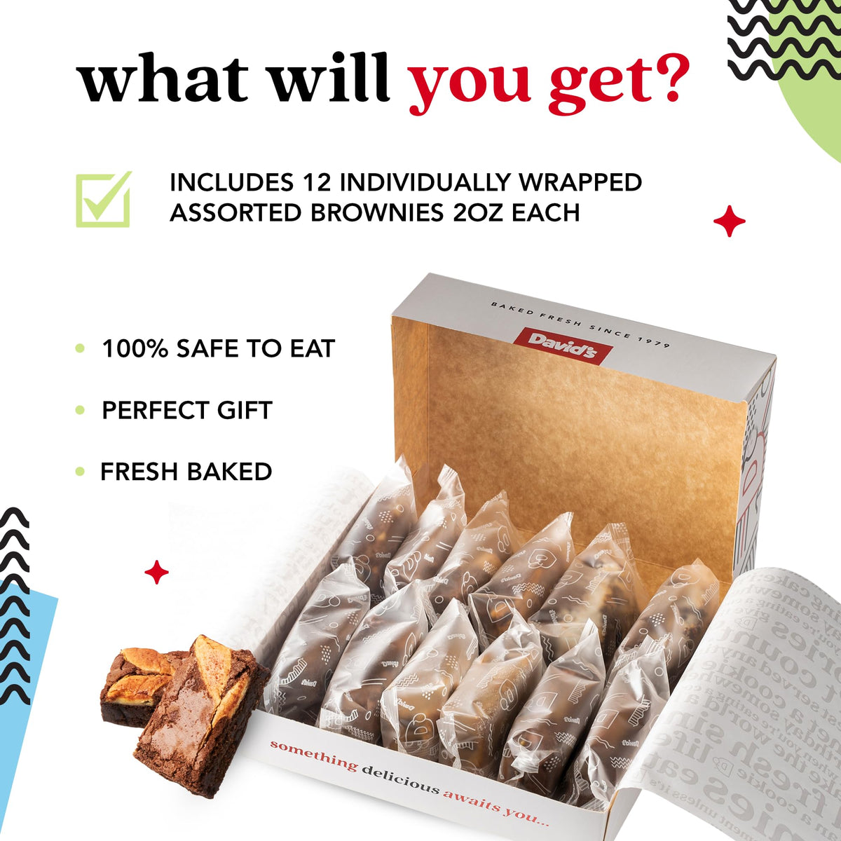 David's Cookies 12-pcs gift box of brownies ideal for parties and dessert gifting