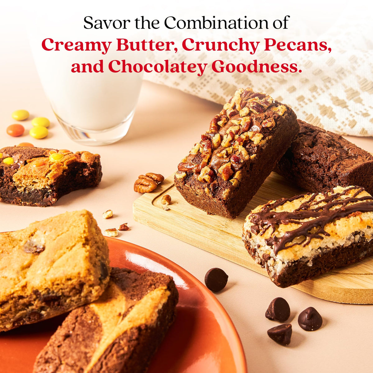 David's Cookies brownie slices close-up showing fudgy texture and rich chocolate