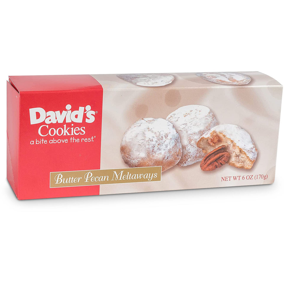 David's Cookies Butter Pecan Meltaway single on plate, rich texture ideal for gifting