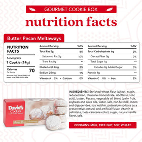 David's Cookies Butter Pecan Meltaway collection box, premium snack gift
