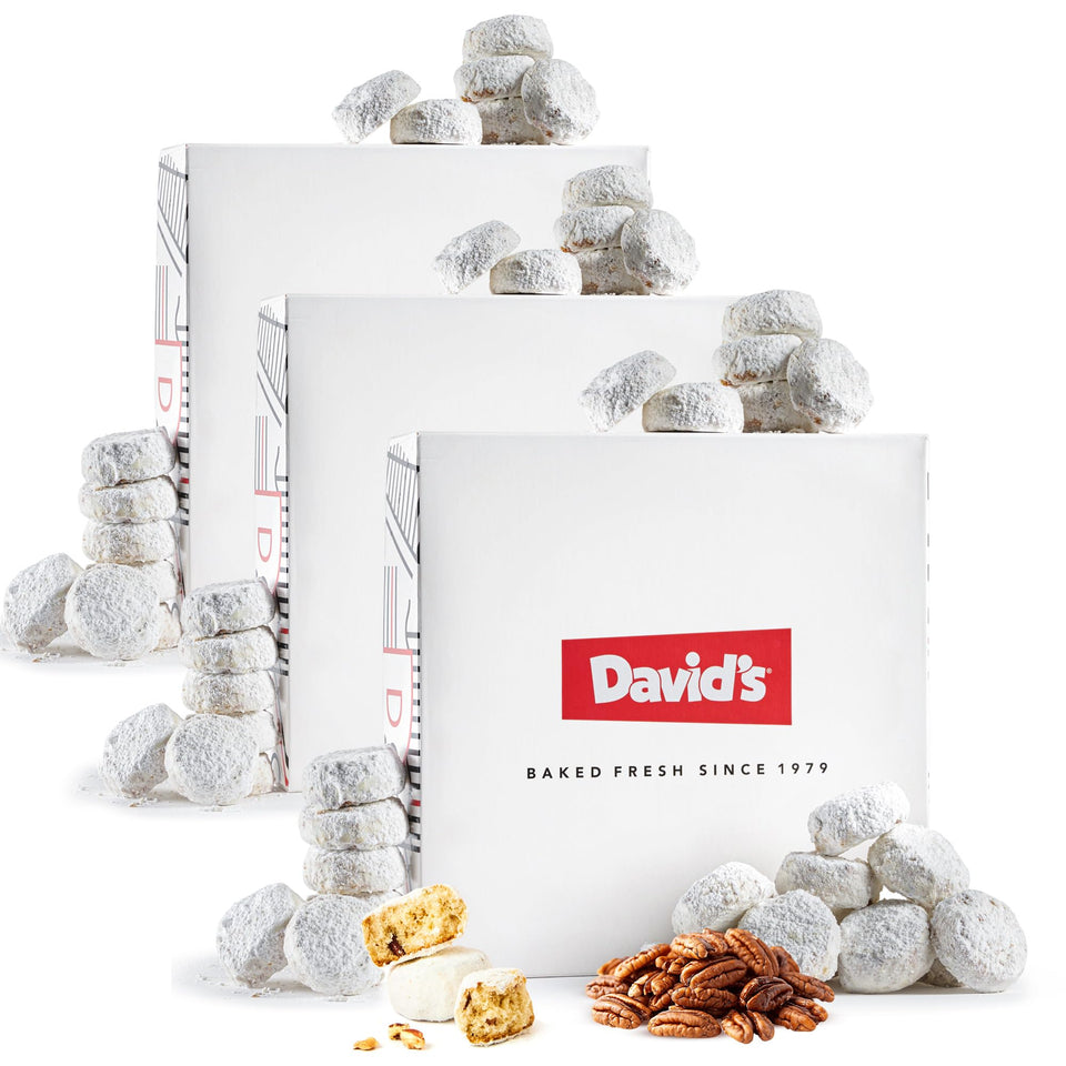 DAVID'S COOKIES Butter Pecan Meltaway cookies with tender texture and pecan crunch for elegant indulgence.