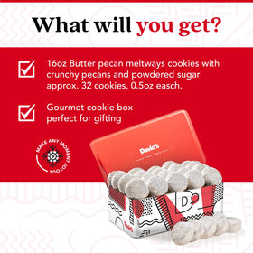 David's Cookies Butter Pecan Meltaways tin open reveal of soft cookies