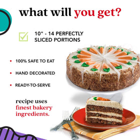 DAVID'S COOKIES carrot cake 10 inch slices neatly arranged, perfect for sharing at parties.