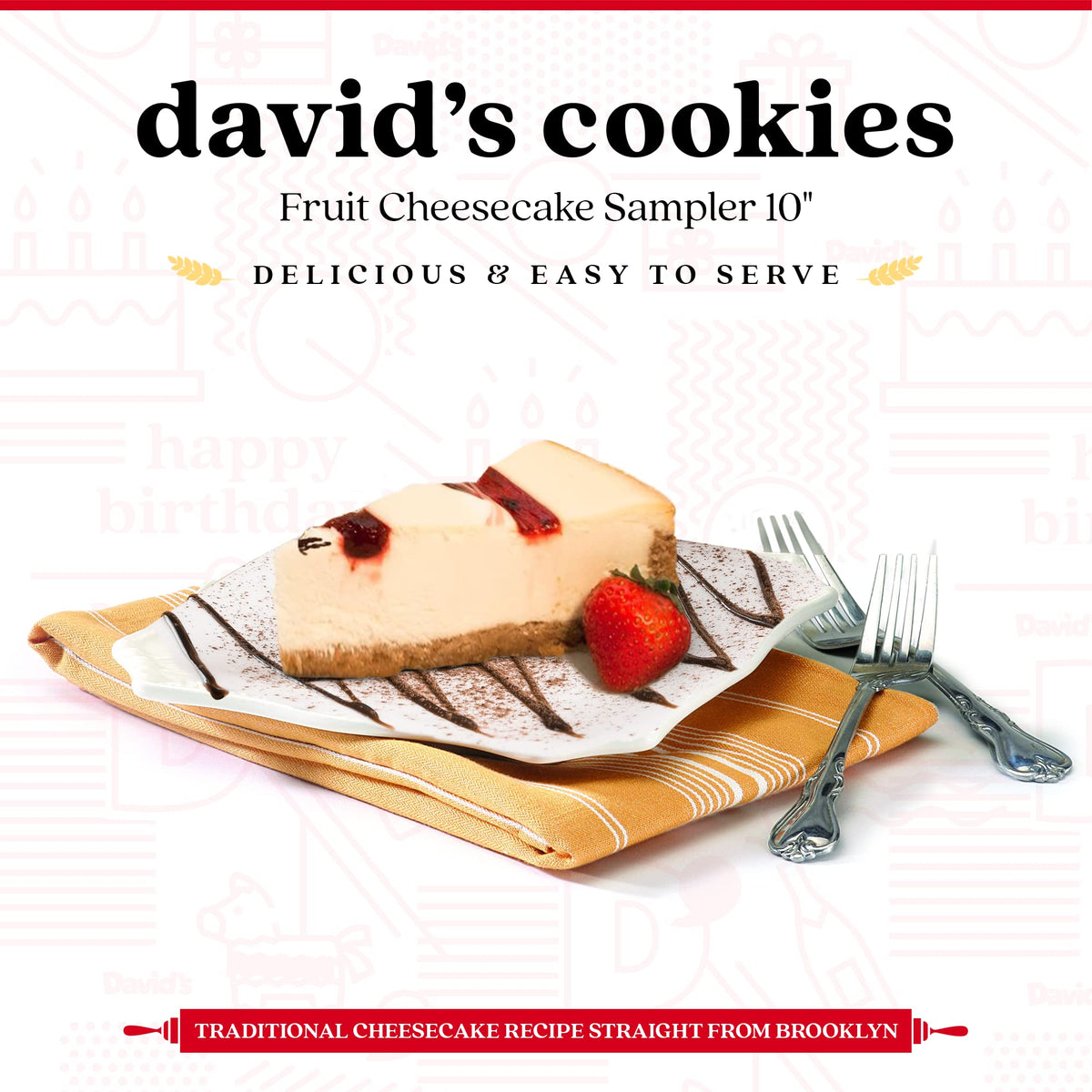 David's Cookies Cheesecake pre-sliced wedges ready for easy serving at parties