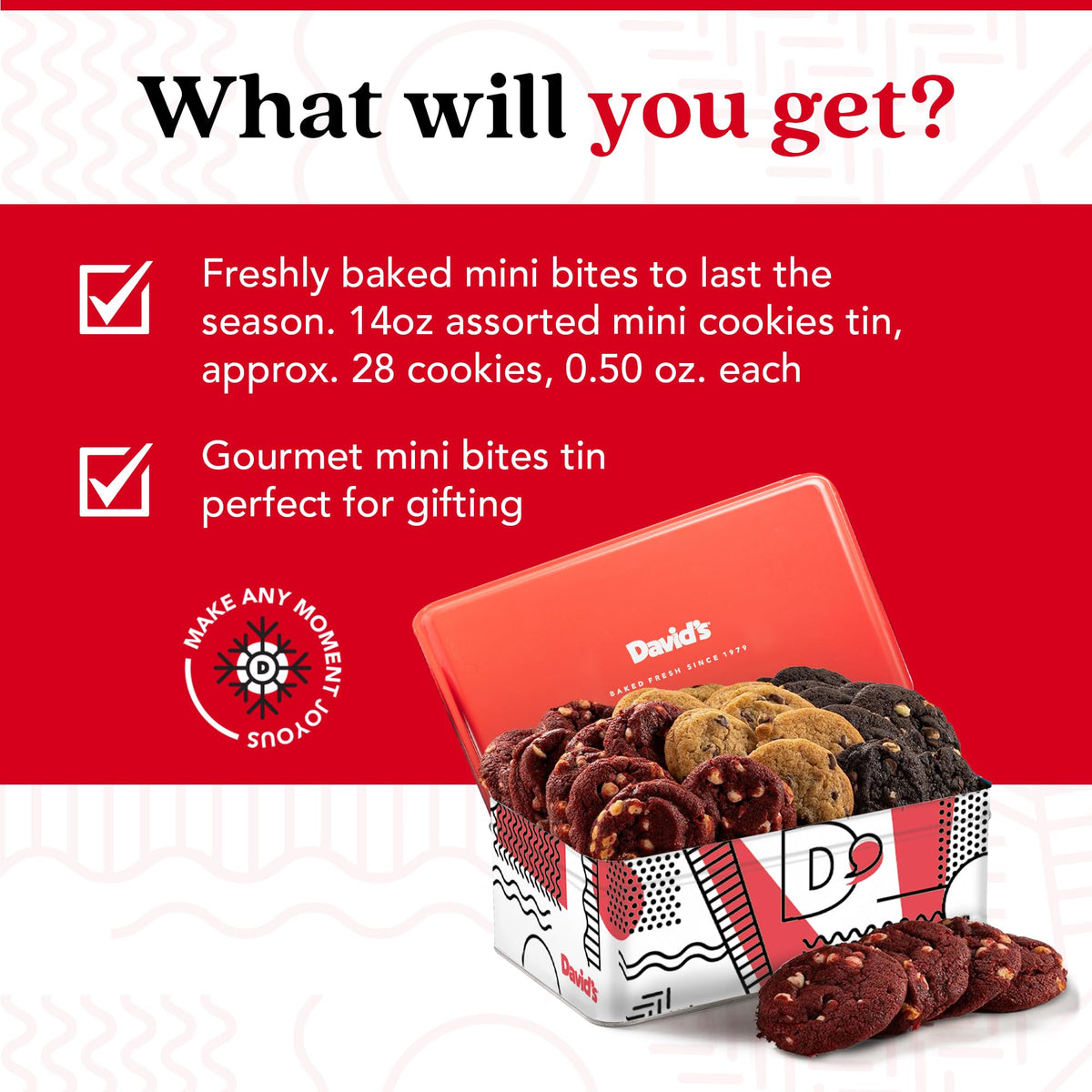David's Cookies chocolate chip mini cookies in a convenient assortment