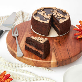 David's Cookies chocolate fudge cake 7-inch on display, ideal birthday centerpiece.