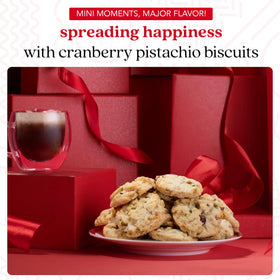 David's Cookies cranberry pistachio biscuits texture closeup emphasizes crunch.