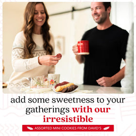 Elegant tin packaging from David's Cookies enhances gifting and sharing
