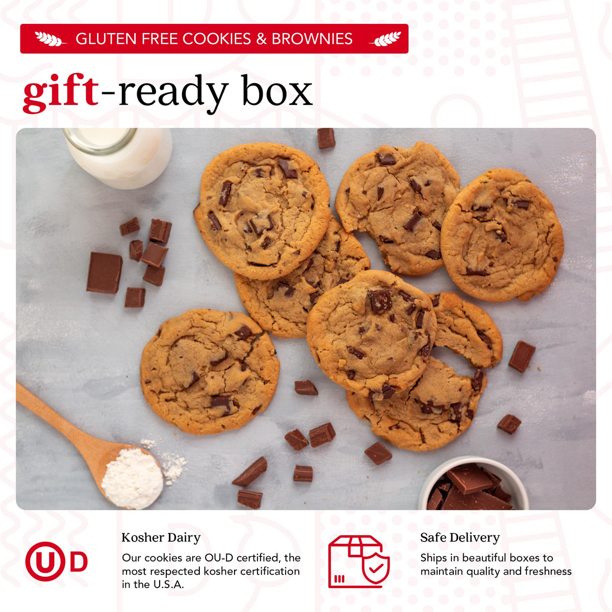David's Cookies gift box opened to reveal four cookies and four brownies.
