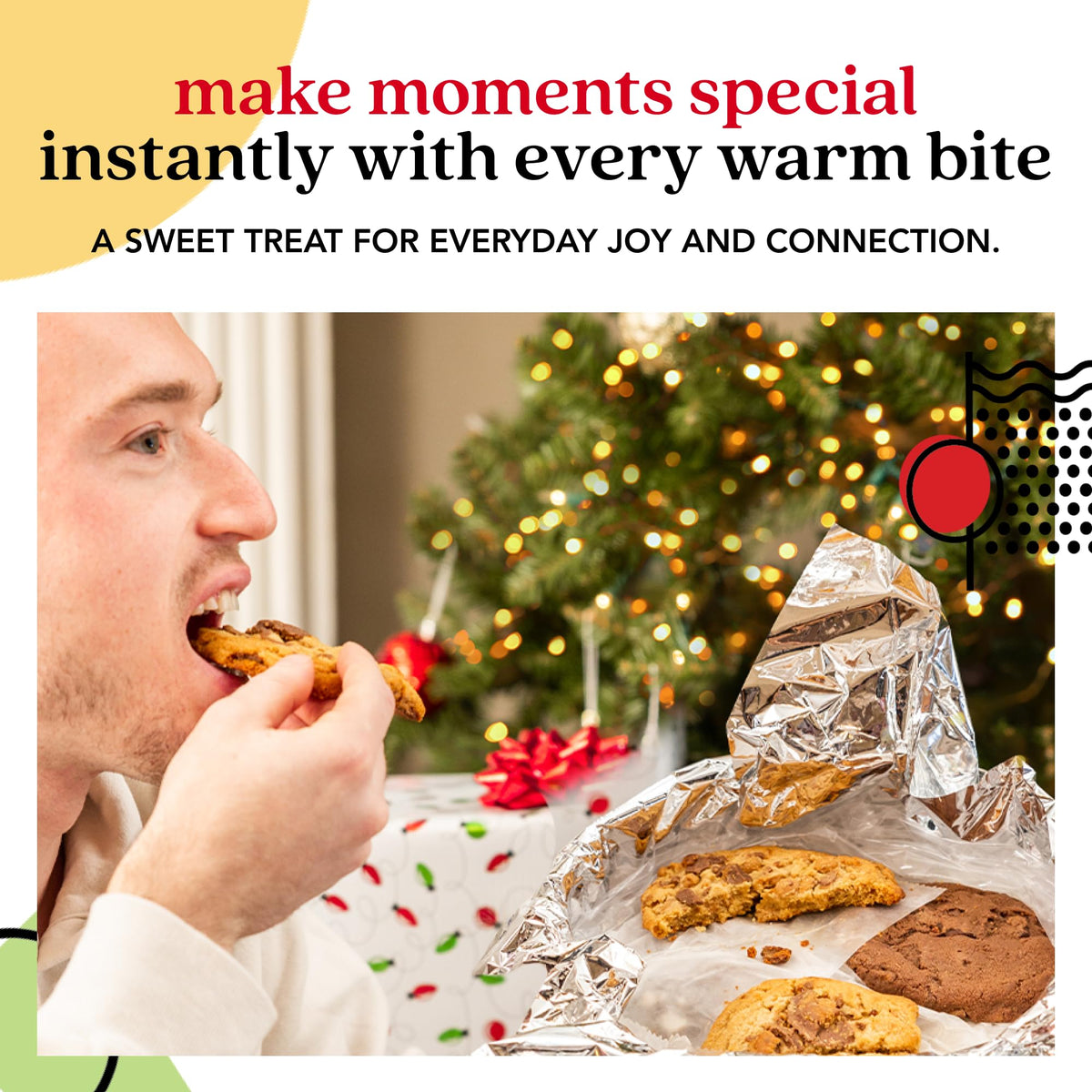 David's Cookies gift tin closeup, elegant presentation ready for gifting occasions.
