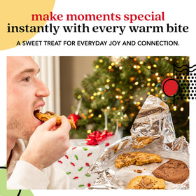 David's Cookies gift tin closeup, elegant presentation ready for gifting occasions.