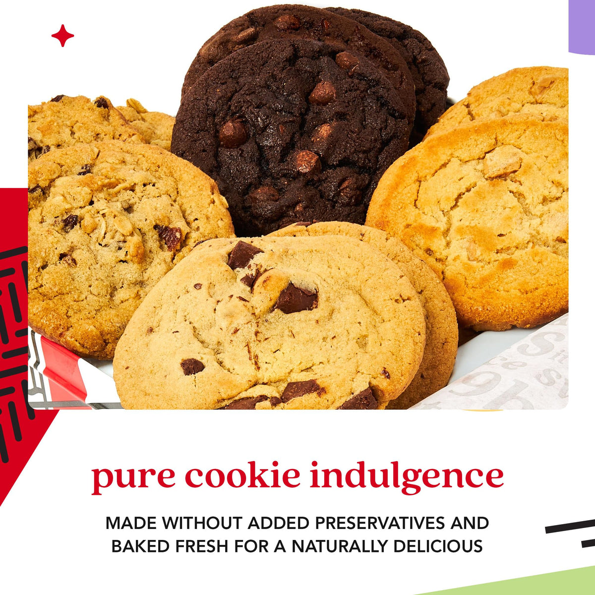 David's Cookies gift tin packaging shown, ideal gift presentation