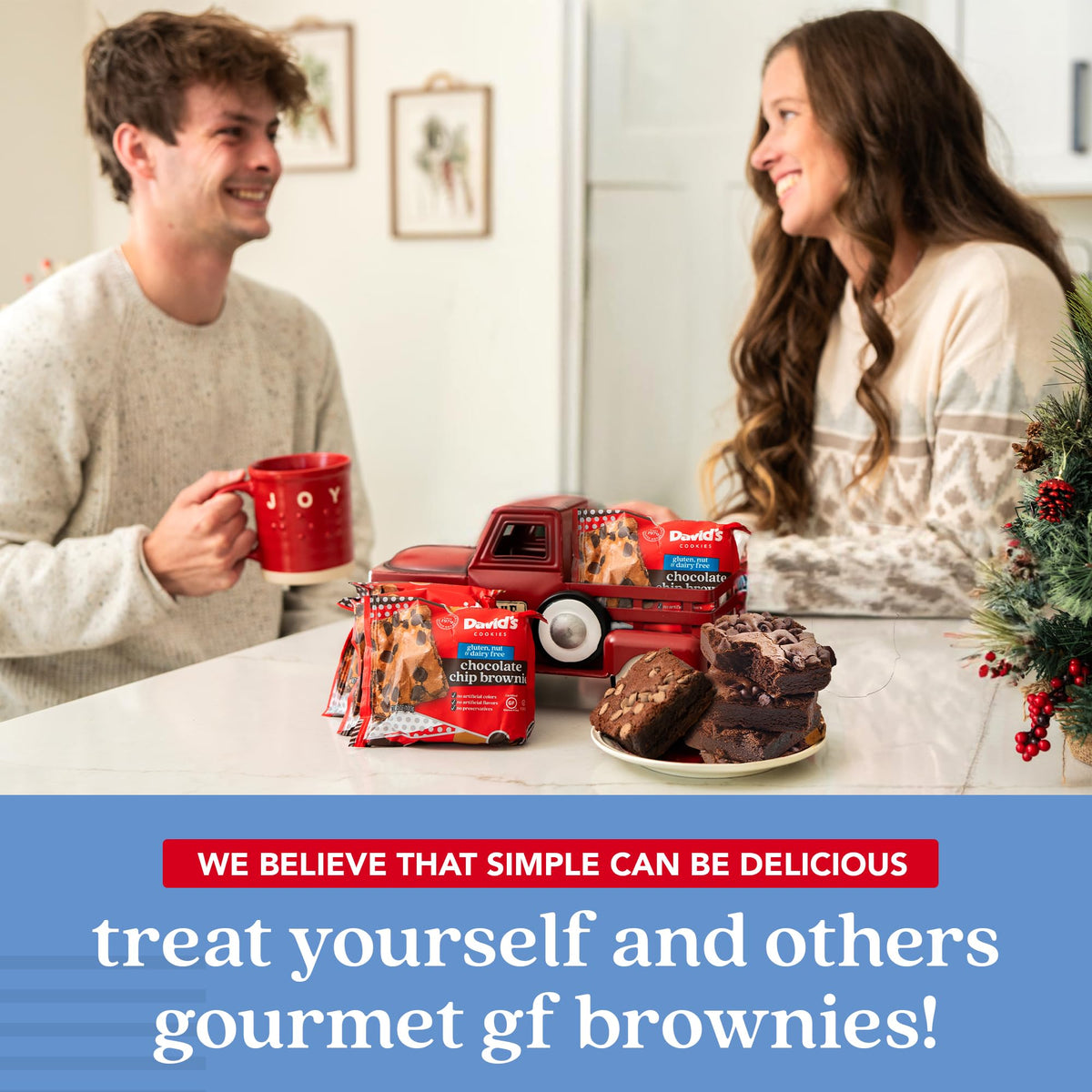 David's Cookies gluten-free brownies 9-pack slices ready to serve