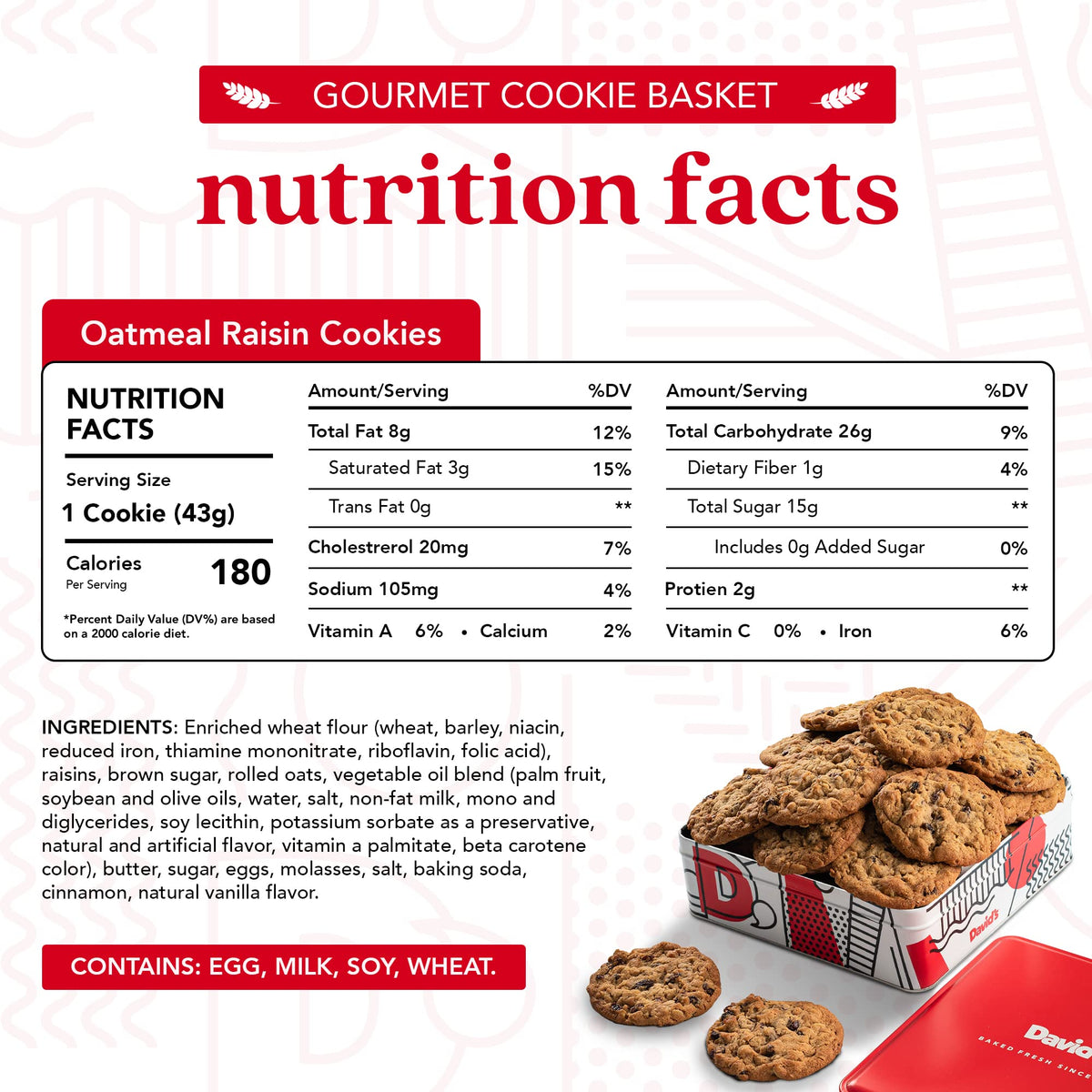 David's Cookies made in USA, baked with traditional methods.