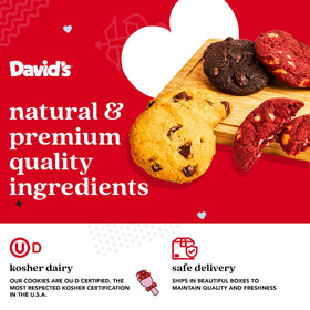 David's Cookies mini sampler chocolate white chip close-up, perfect for sharing.