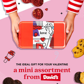 David's Cookies mini sampler red velvet presentation for celebrations.
