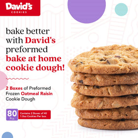 David's Cookies 80-count oatmeal raisin packaging, two boxes ideal for family gatherings.