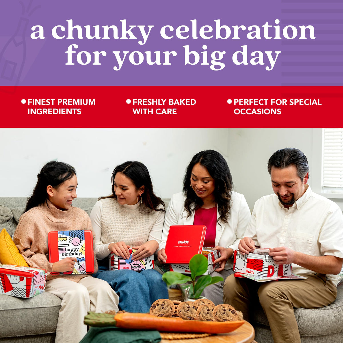 David's Cookies premium ingredients deliver a tasty, premium experience