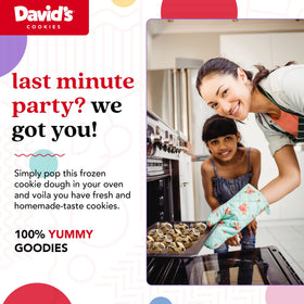David's Cookies ready-to-bake dough delivers warm aromas quickly.