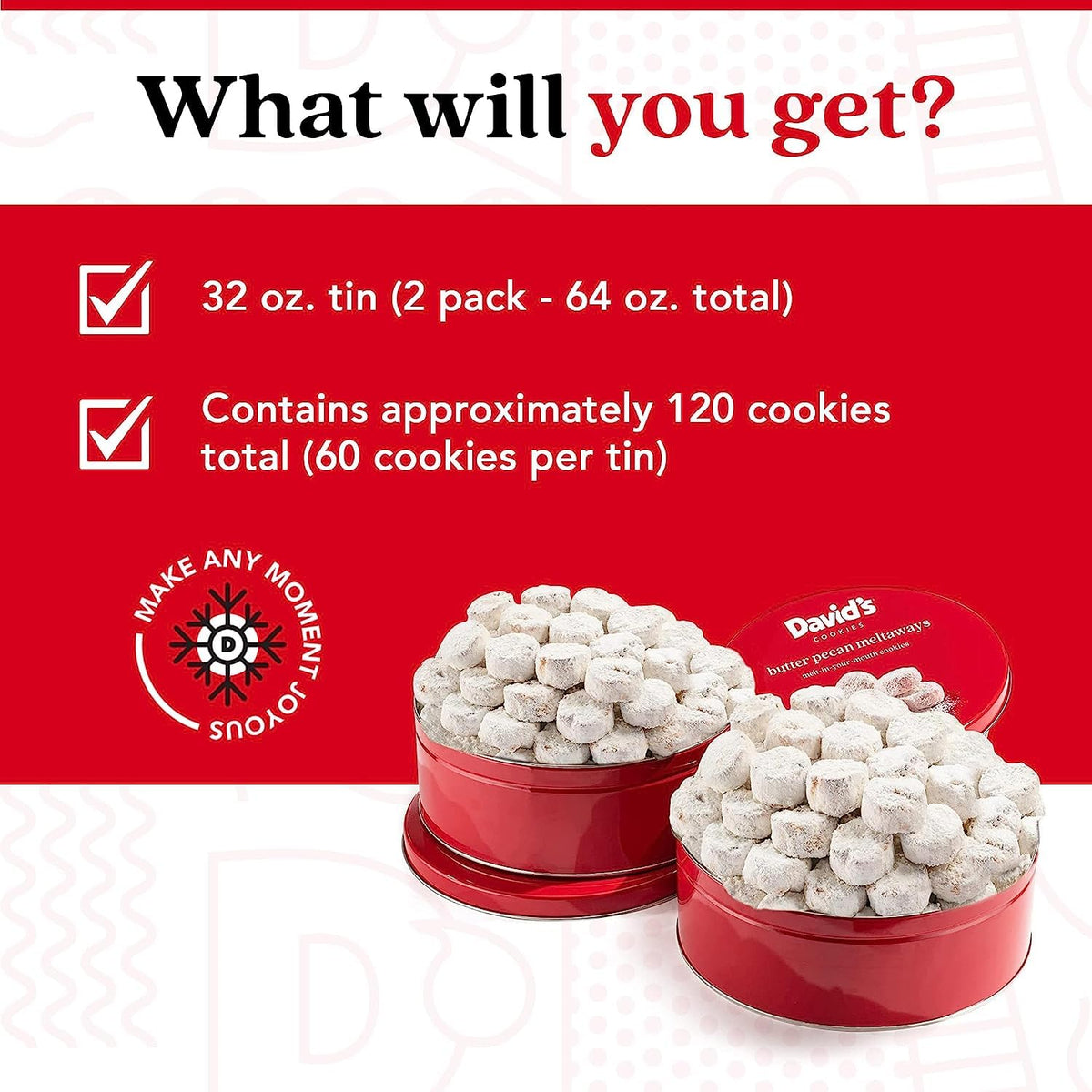 David's Cookies tin preserves freshness for gifting and sharing.