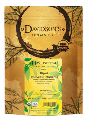 Davidson's Digest loose-leaf tea bulk showing cumin and ginger for digestive balance