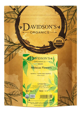 Davidson's Hibiscus Flowers loose leaf with rosy brew for refreshing tea