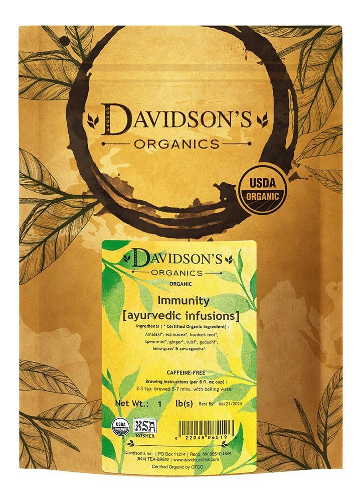 Davidson's Immunity leaf tea bag showcases lemon aroma for a refreshing infusion.