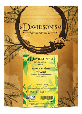 Davidson's Moroccan Green with Mint loose leaf tea ready to brew for a refreshing cup.