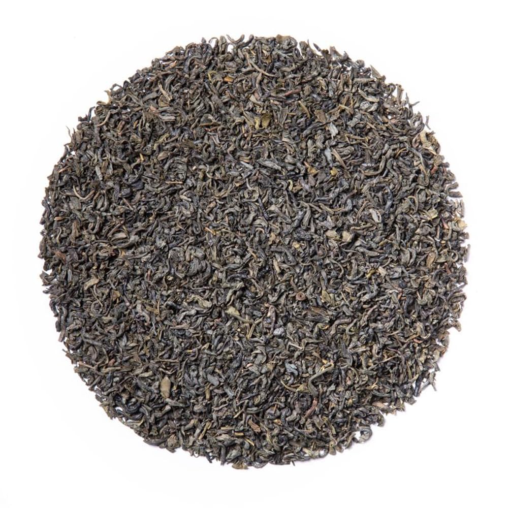 Davidson's Organics Chun Mee Green tea in cup, showcasing a bright, brisk flavor.