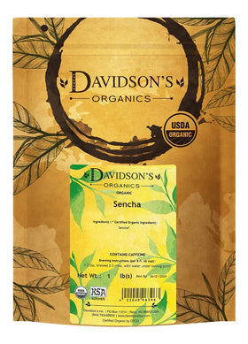 Davidson's Sencha loose leaf bulk shown for daily green tea ritual.