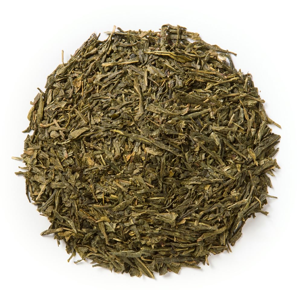 Davidson's Sencha needle leaves closeup showing delicate shape and quality.