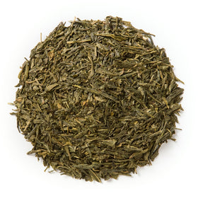 Davidson's Sencha needle leaves closeup showing delicate shape and quality.