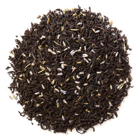 Davidson's Earl Grey with Lavender tea in a teapot with steam, perfect for relaxing.