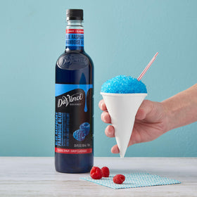 Mixed blue raspberry beverage showcasing DaVinci Gourmet flavor and color.