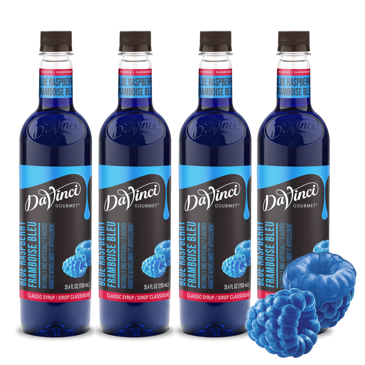 DaVinci Gourmet Blue Raspberry syrup bottle adds bold color and flavor.