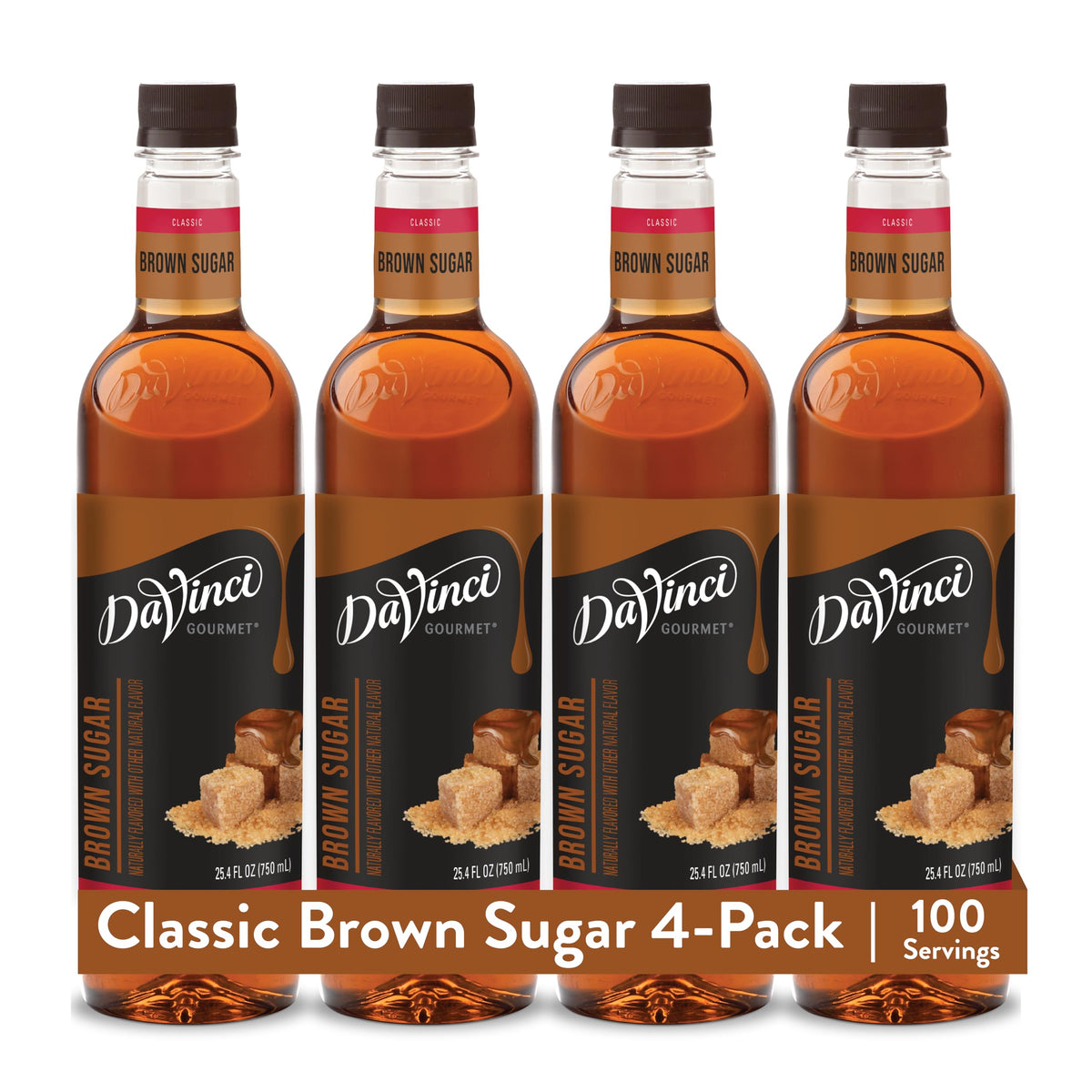 DaVinci Gourmet Brown Sugar Syrup bottle adds caramel depth to lattes.