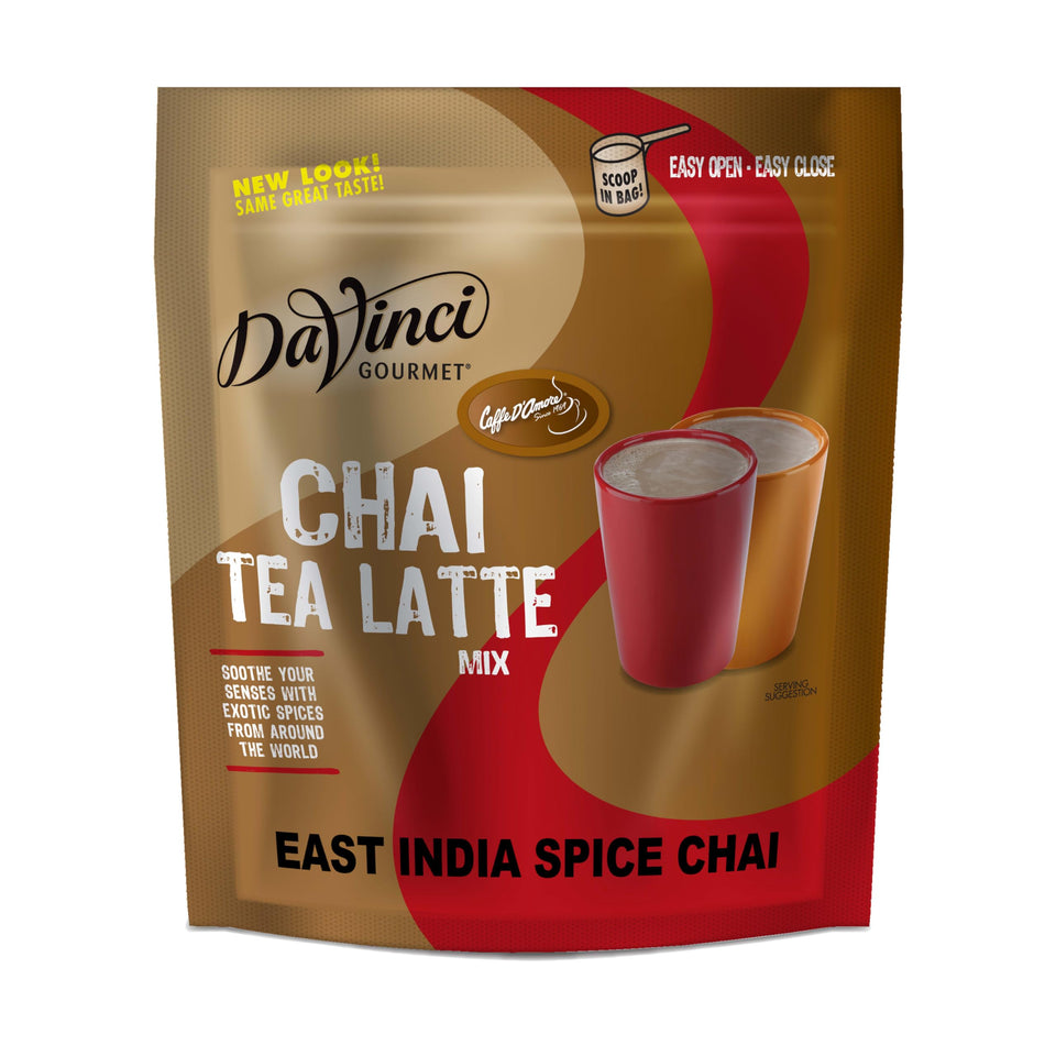 DaVinci Gourmet Chai Amore East India Spice Latte Mix canister for easy home or cafe use.