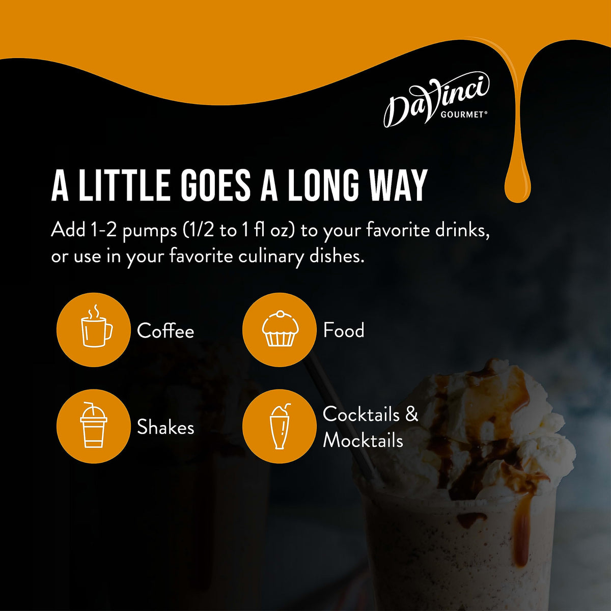 DaVinci Gourmet Chocolate Sauce over ice cream for dessert enhancement