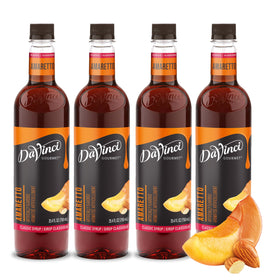 Davinci Gourmet Classic Amaretto Syrup bottle highlights premium flavor for beverages and desserts.