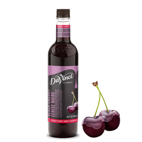 DaVinci Gourmet Classic Black Cherry syrup bottle on a counter, ready to flavor beverages.