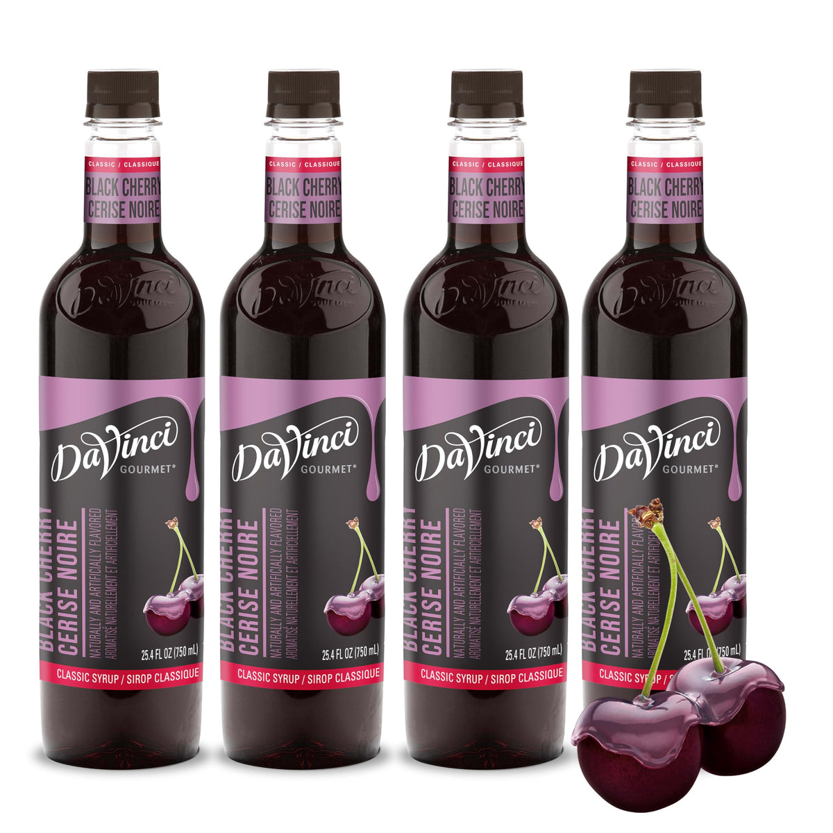 DaVinci Gourmet Classic Black Cherry Syrup bottle with rich cherry aroma for beverages