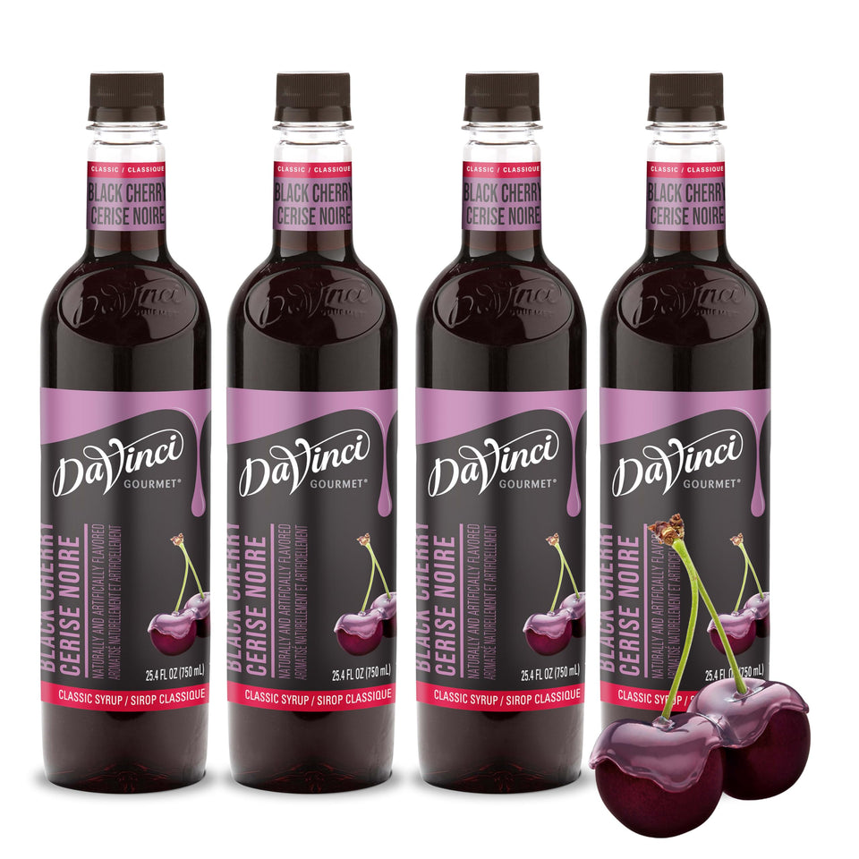 DaVinci Gourmet Classic Black Cherry Syrup bottle with rich cherry aroma for beverages