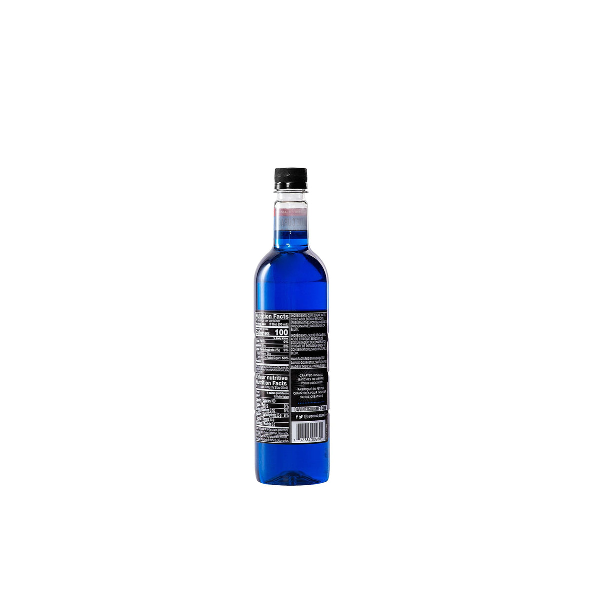 DaVinci Gourmet Classic Blue Curacao Syrup being poured into a glass