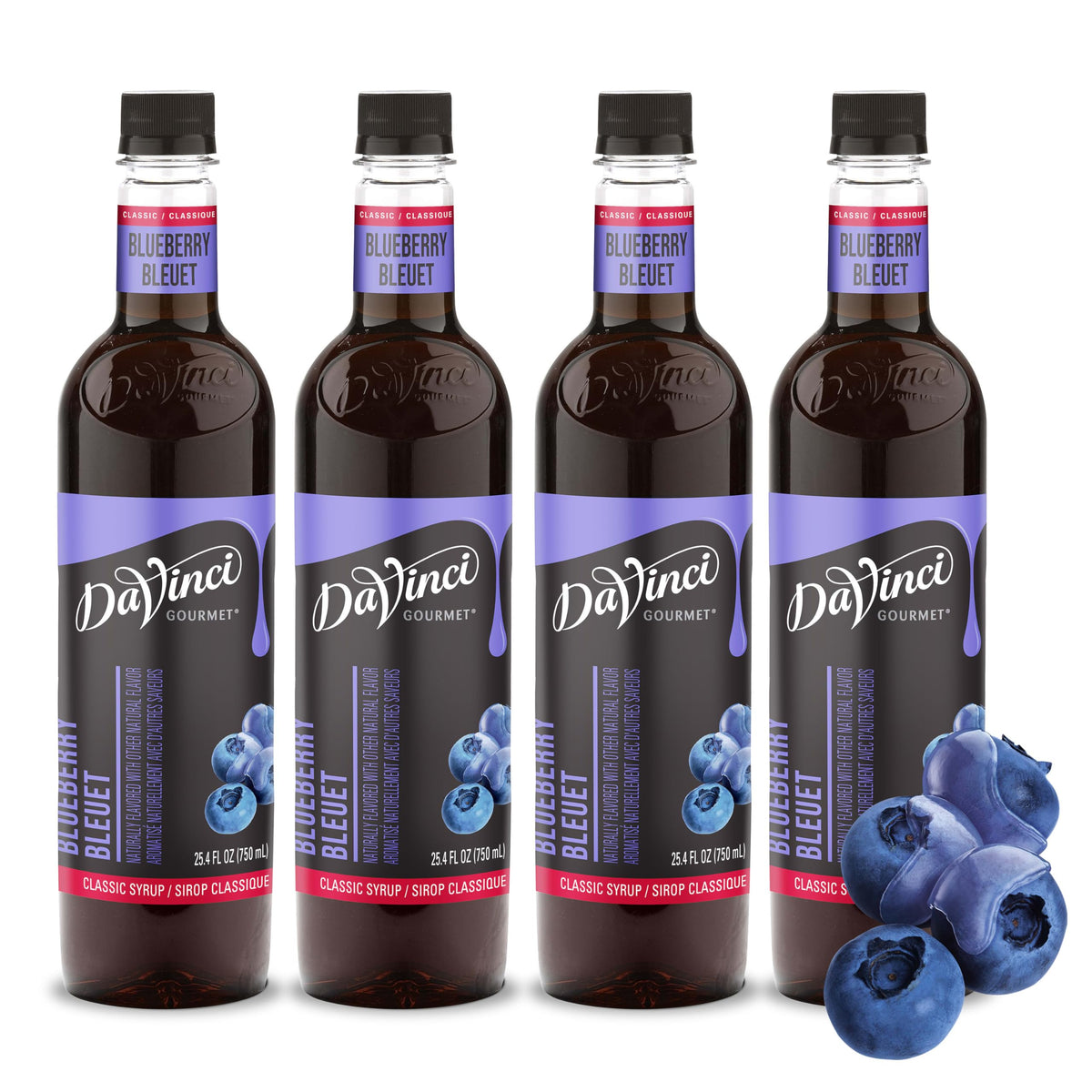 DaVinci Gourmet Classic Blueberry Syrup bottle shows authentic flavor for drinks and desserts