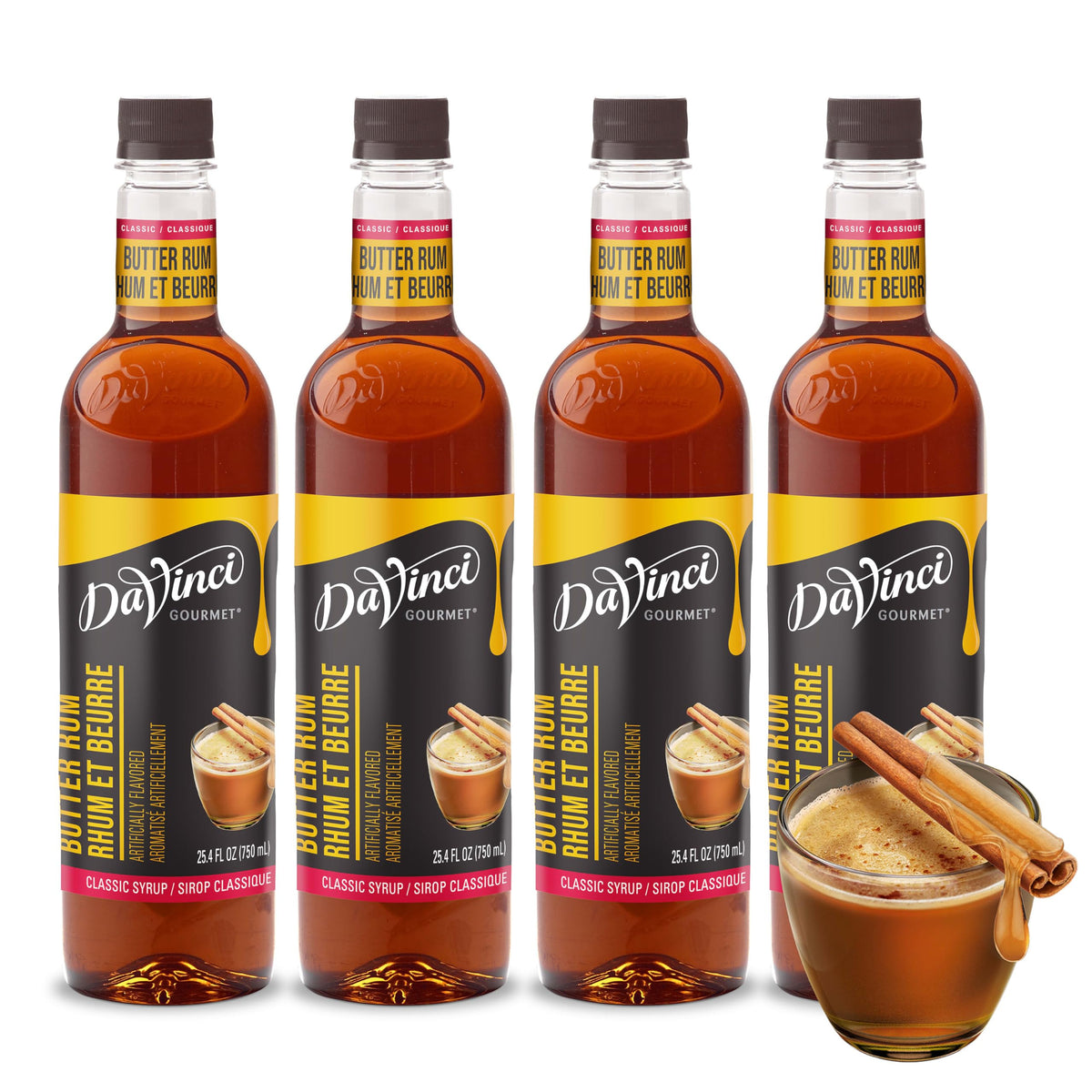 DaVinci Gourmet Classic Butter Rum Syrup bottle showcasing creamy flavor for beverages