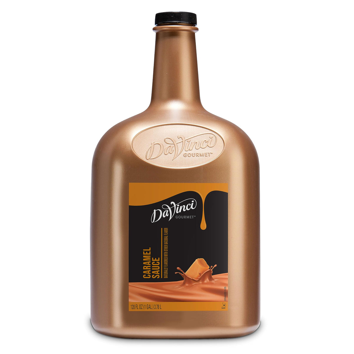 DaVinci Gourmet Classic Caramel Sauce bottle pour, showcasing creamy caramel flavor for drinks